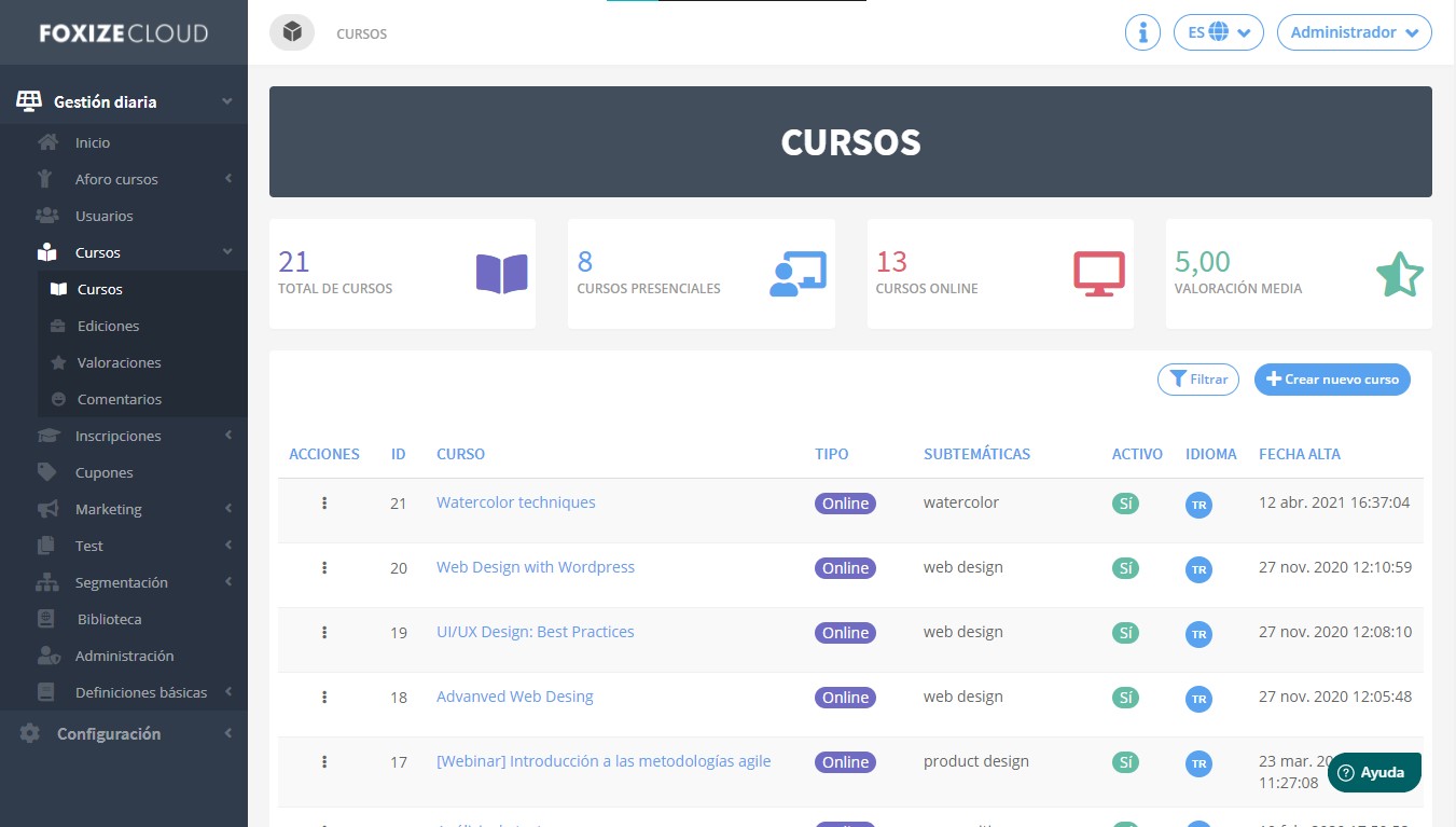 screenshot of Foxize Cloud